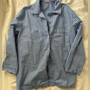 Aritzia Wilfred Hamptons Style Blue Striped Button-Up Shirt